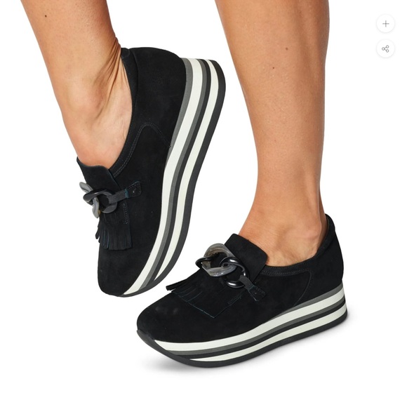 Softwaves Candice Black Suede Platform Loafers/Sneakers EU 38.5 - Picture 1 of 16